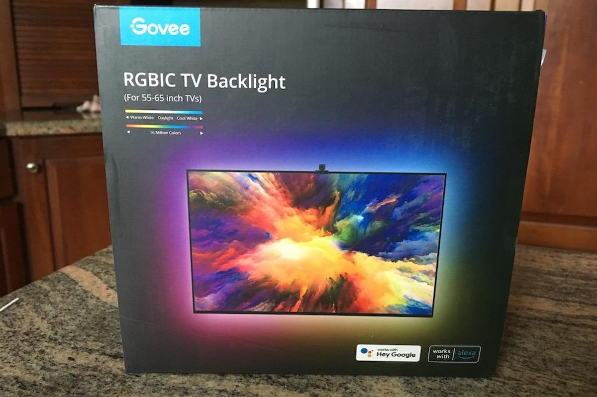 a photo of Govee RGBIC TV Backlight box on a countertop