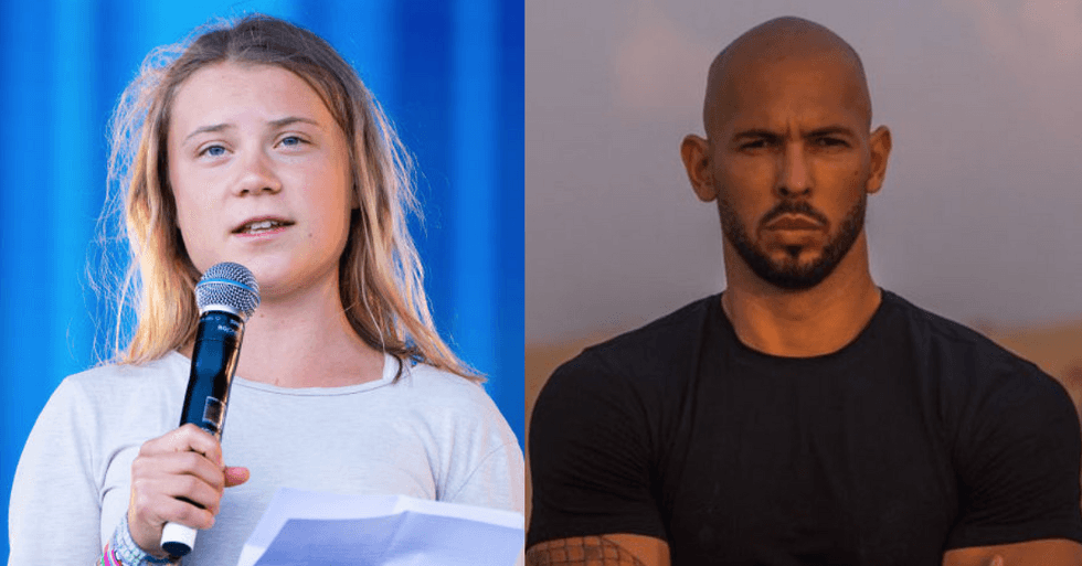 Greta Thunberg; Twitter screenshot of Andrew Tate