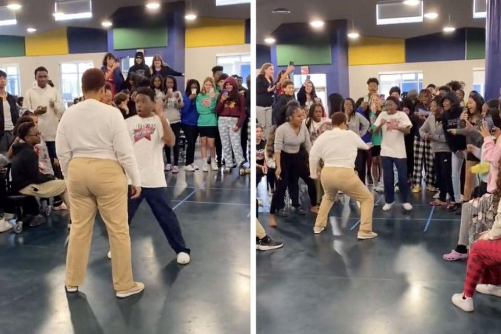 An 8th grader challenged his teacher to a dance-off. Her response made her famous.