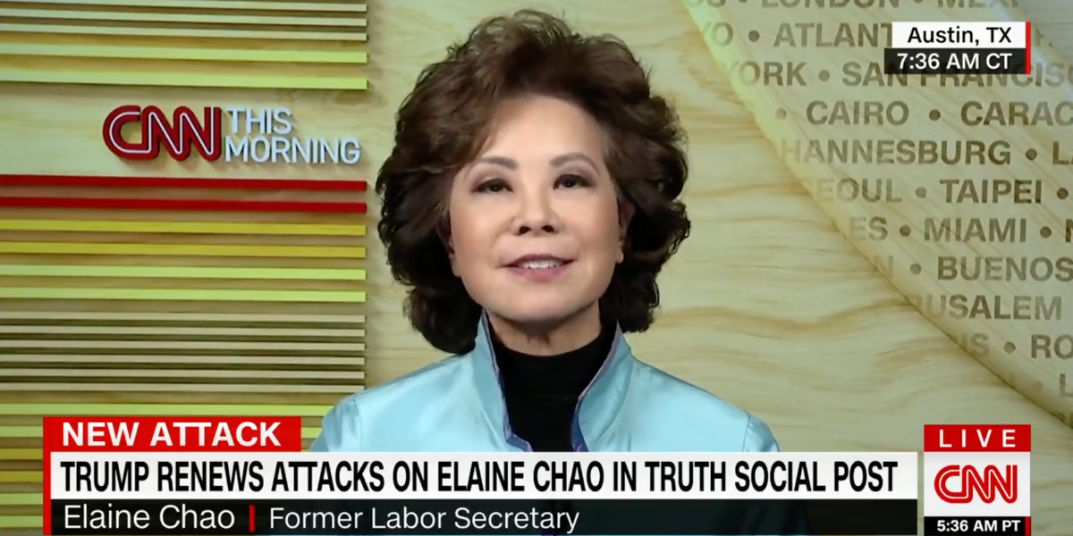 CNN screenshot of Elaine Chao during her interview