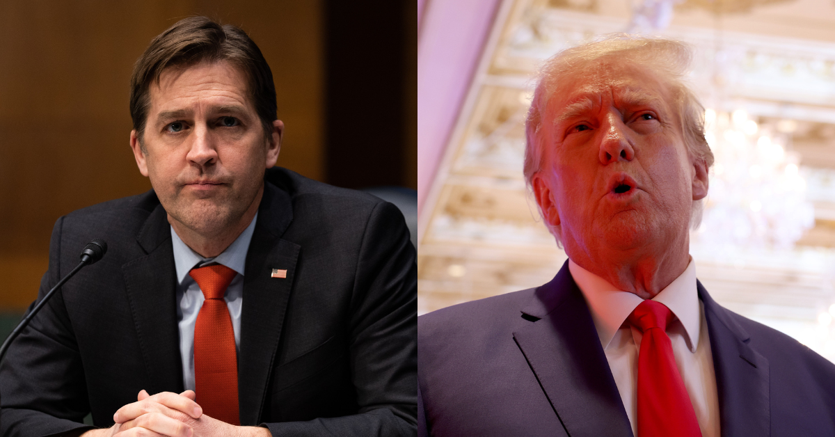 2 photos side by side: to the left is former Senator Ben Sasse and on the right is former President Donald Trump