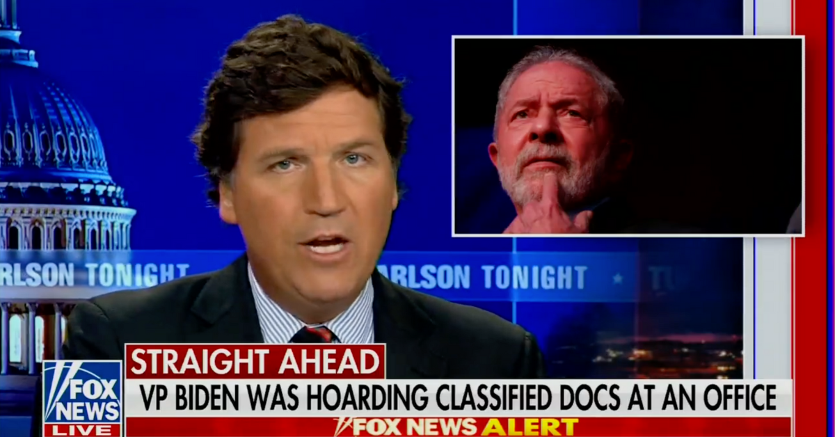 Fox News screenshot of Tucker Carlson on his program
