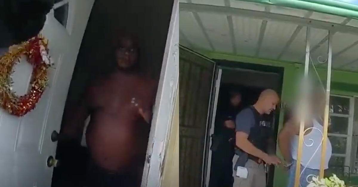 Twitter screenshots of bodycam footage showing the arrests of Ronald Miller and Robert Wood