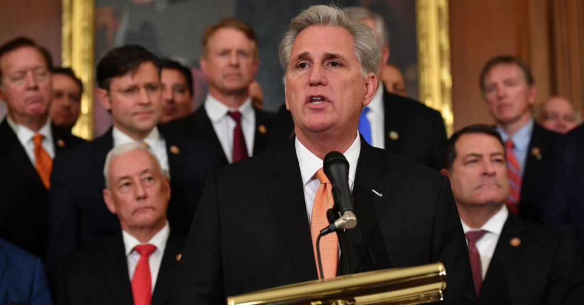 Kevin McCarthy surrounded by fellow Republicans
