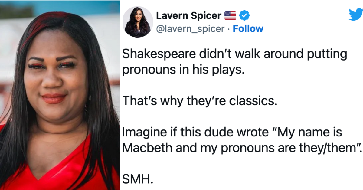 Lavern Spicer; Twitter screenshot of Lavern Spicer's Shakespeare tweet