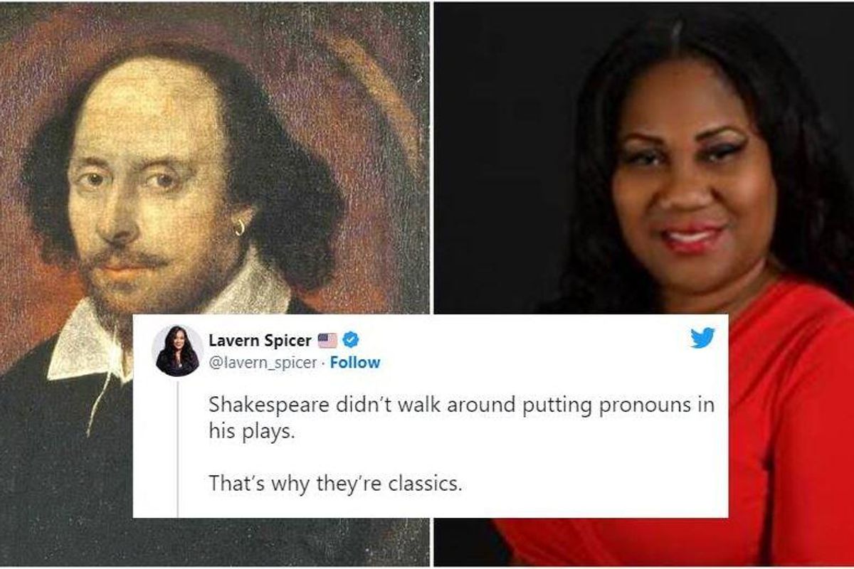 shakespeare, lavern spicer, pronouns
