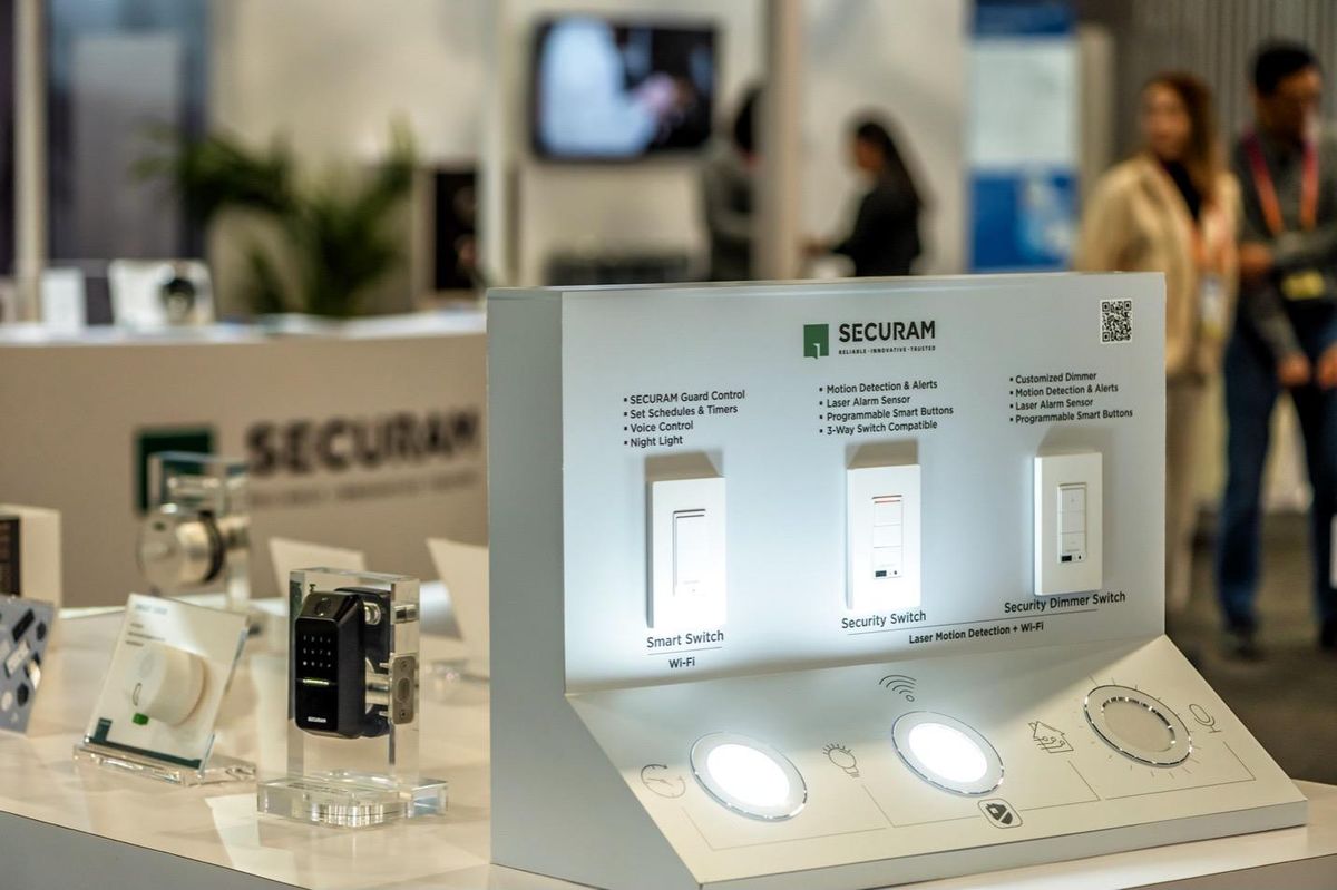 a photo of Securam Smart Swtich display at CES Show
