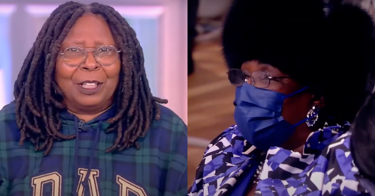 ABC screenshots of Whoopi Goldberg and the heckler on "The View"