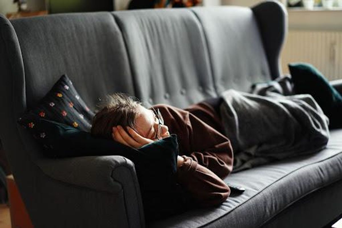 Girl sleeping on a sofa