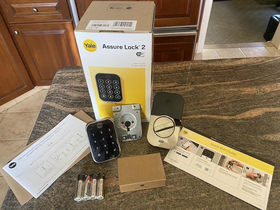 a photo of Yale Assure Lock 2 unboxed on a countertop