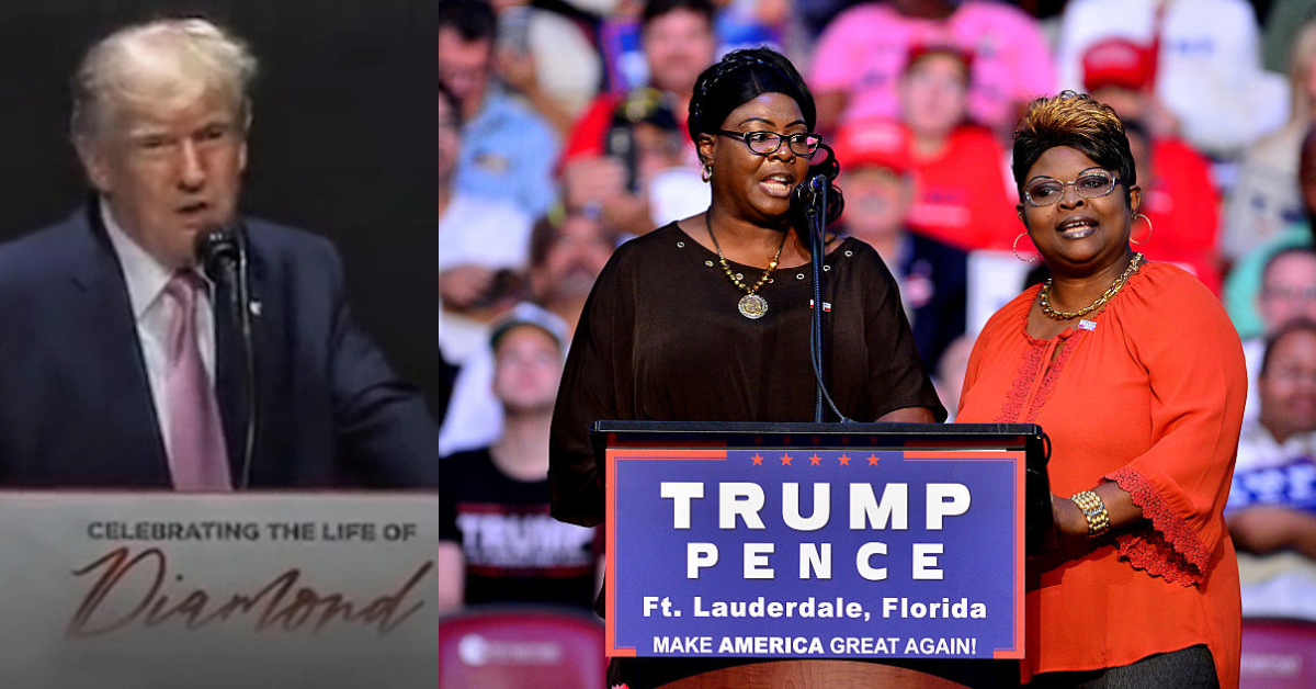Donald Trump; Lynette 'Diamond' Hardaway (L) and Rochelle 'Silk' Richardson (R)