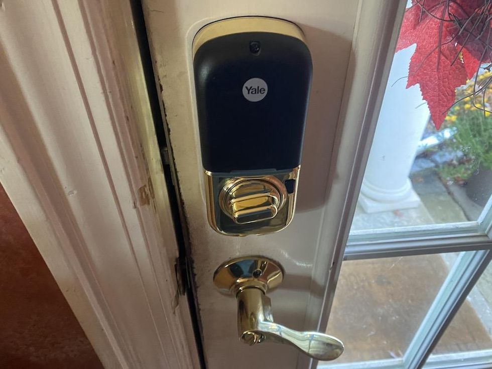 a photo of the Yale Assure Lock on the inside of a door