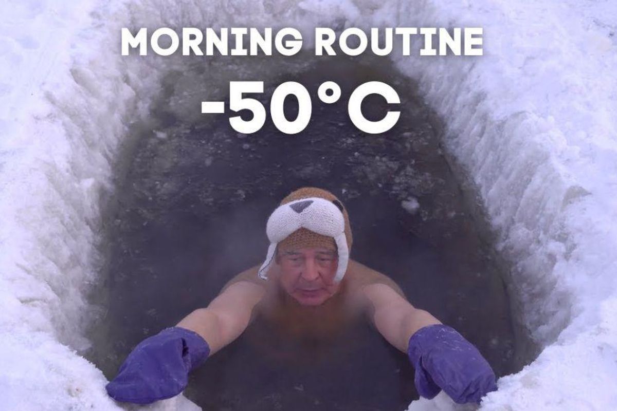 Yakutia, Siberia, ice bath