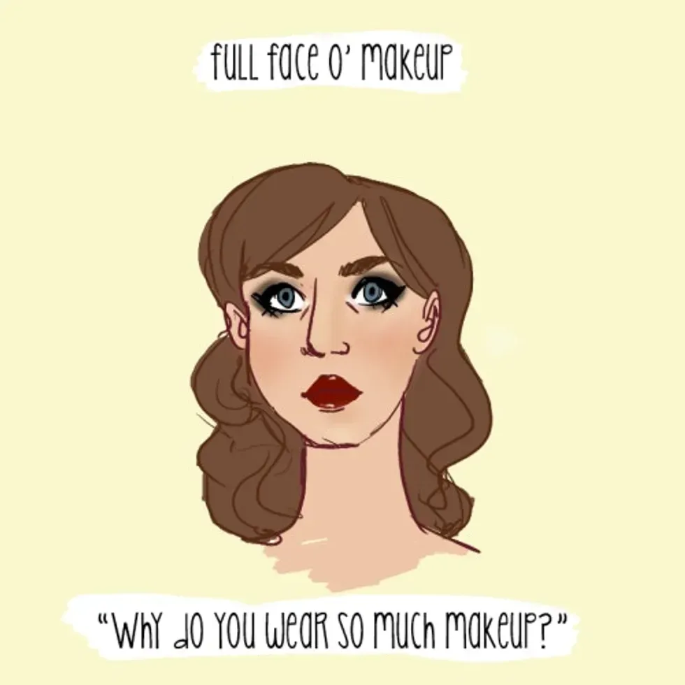 comic of woman with "too much makeup"
