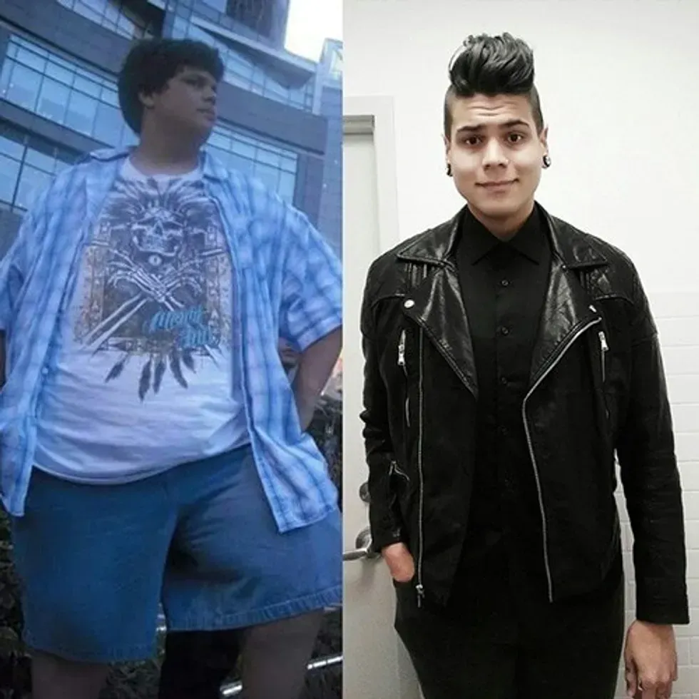 before and after weight loss photos of young man