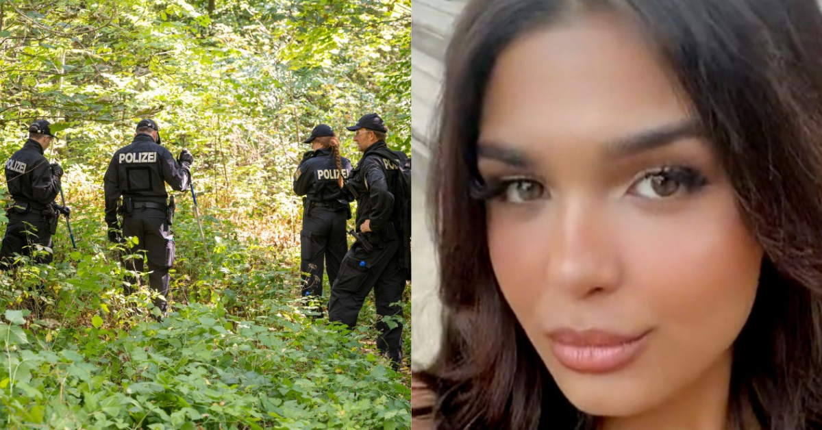 Bavaria, Ingolstadt police officers search a wooded area; Khadidja O