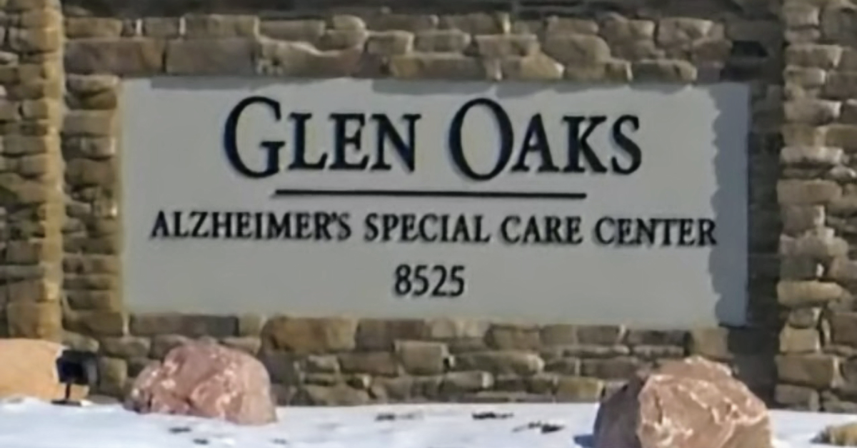 sign for Glen Oaks Alzheimer's Special Care Center in Urbandale, Iowa