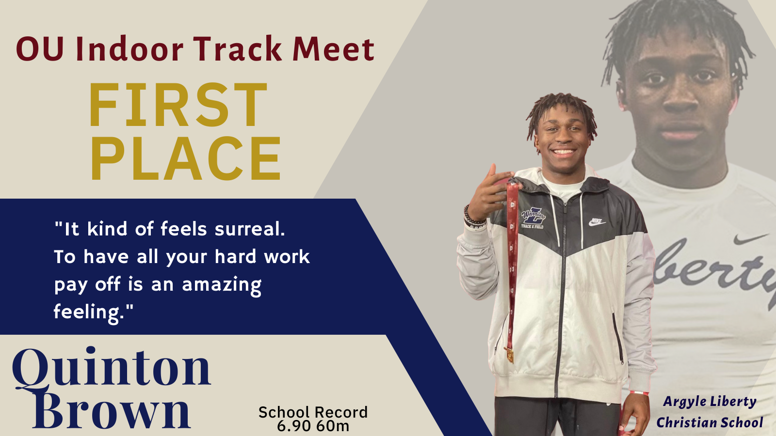 Breaking Records: Quinton Brown breaks Liberty Christian school 60m record