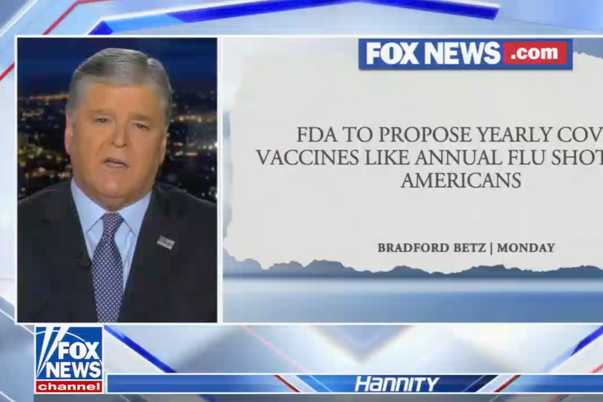 Sean Hannity Keens, Wails, Moans, Weeps About Tyranny Of Annual COVID Shot