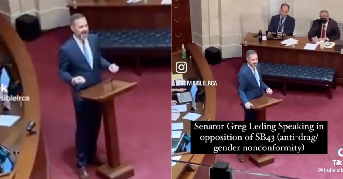 screenshots of Senator Greg Leding from TikTok