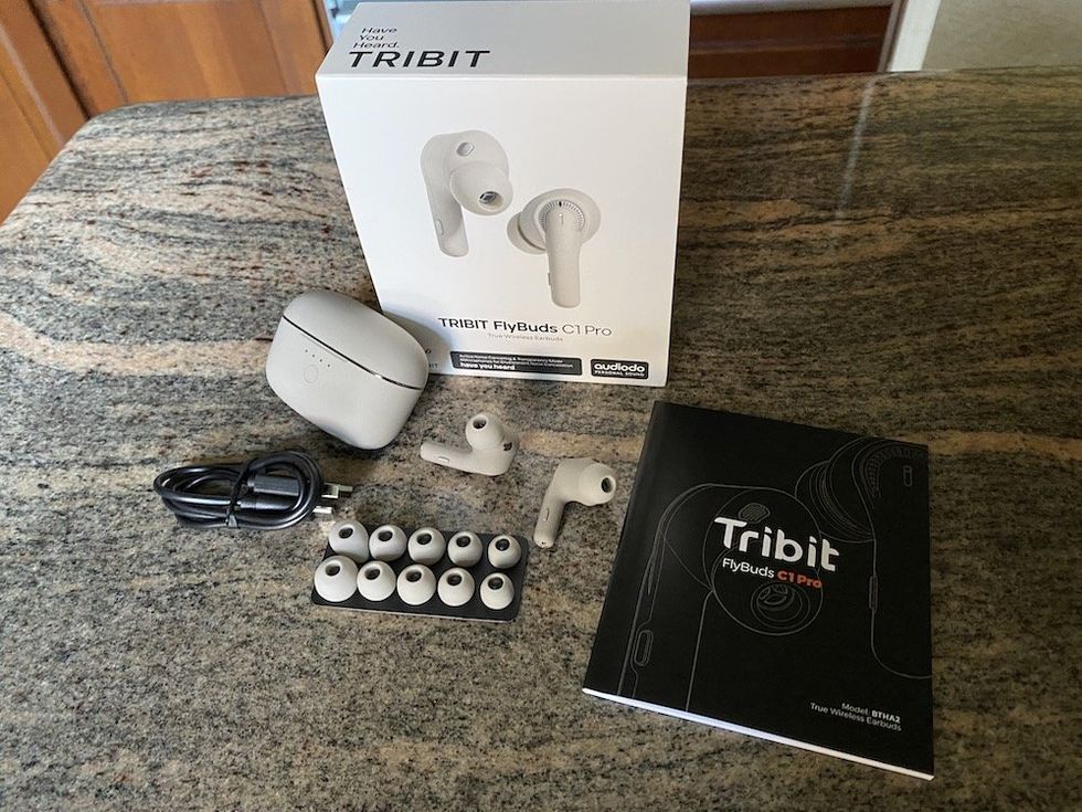 a photo of Tribit FlyBuds C1 Pro Wireless Earbuds unboxed