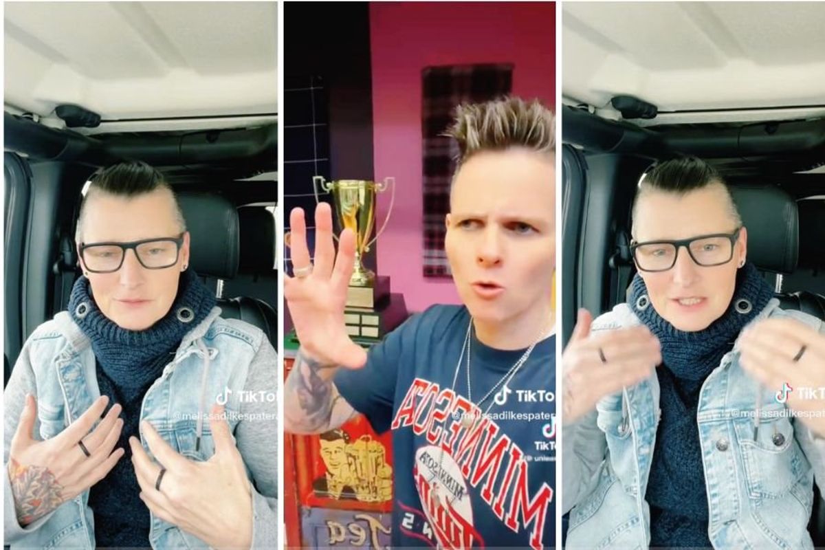 screenshots of a woman speaking to camera.