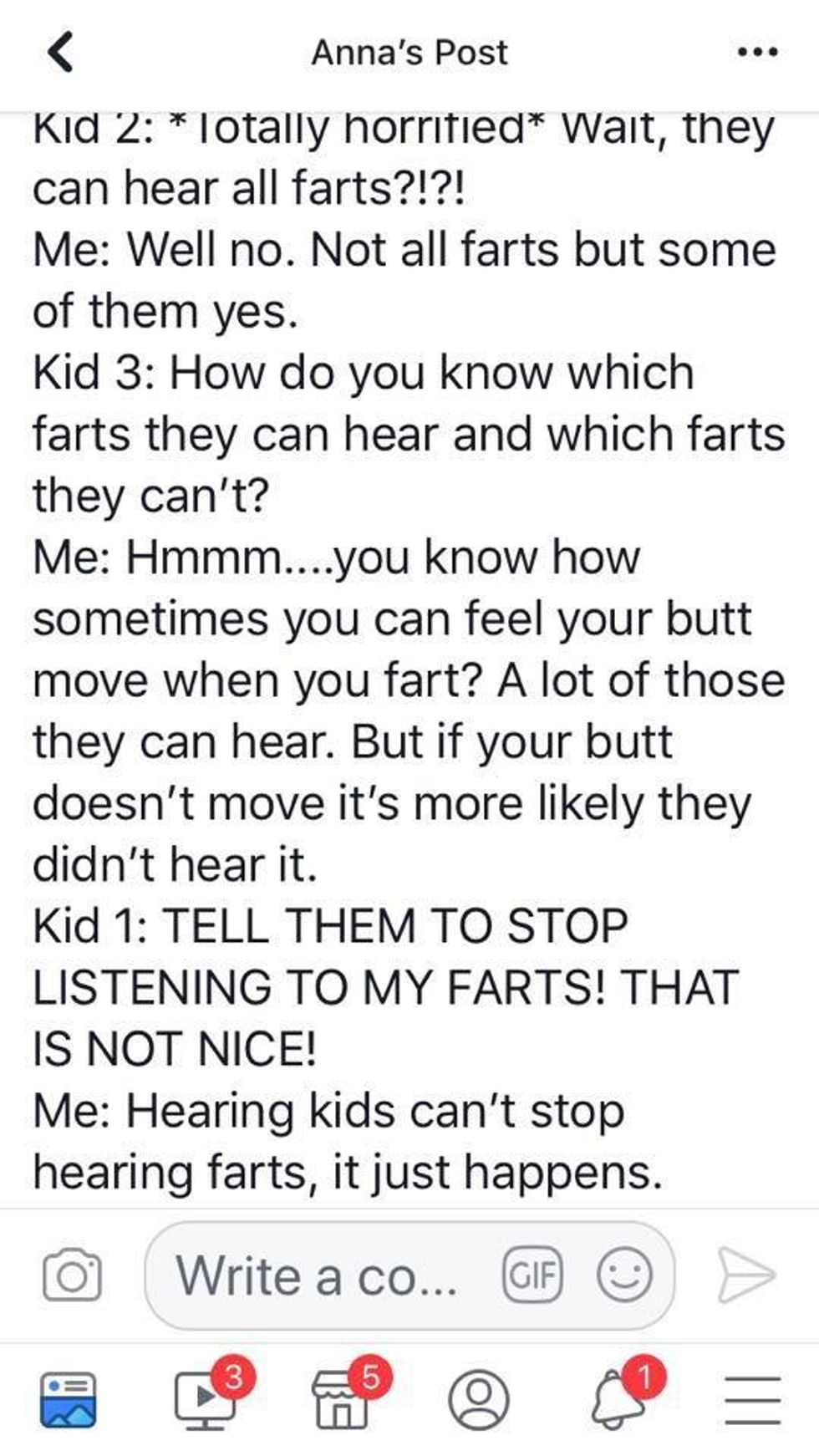 Screenshot of a Facebook post