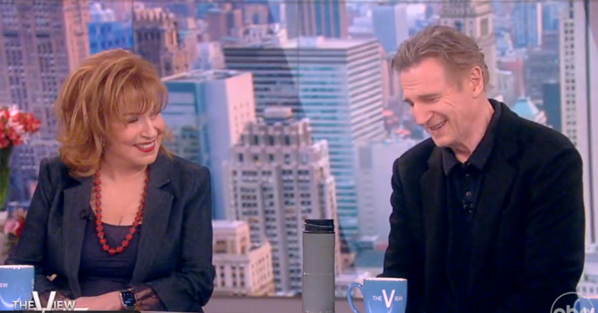 Screenshot of Joy Behar and Liam Neeson from 'The View'