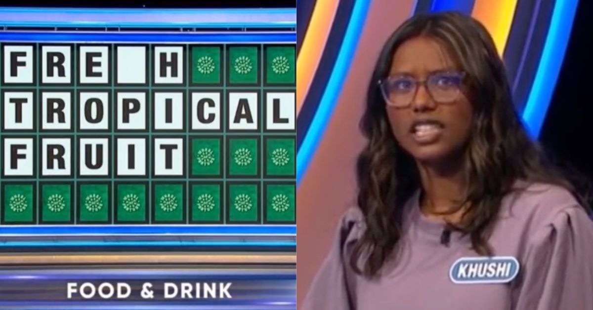 Wheel of Fortune puzzle and contestant Khushi