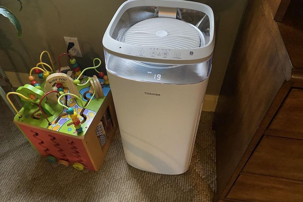 a photo of Toshiba Smart Air Purifier in a room