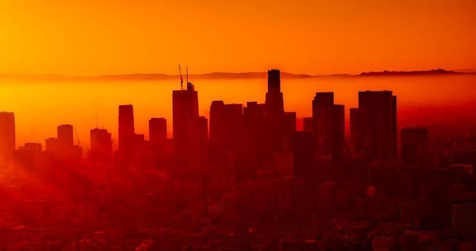 los angeles smog, california ev, downtown los angeles