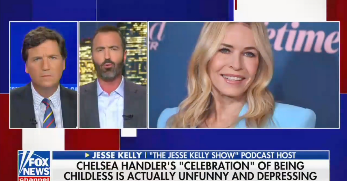 Fox News screenshot of Tucker Carlson and Jesse Kelly discussing Chelsea Handler's video