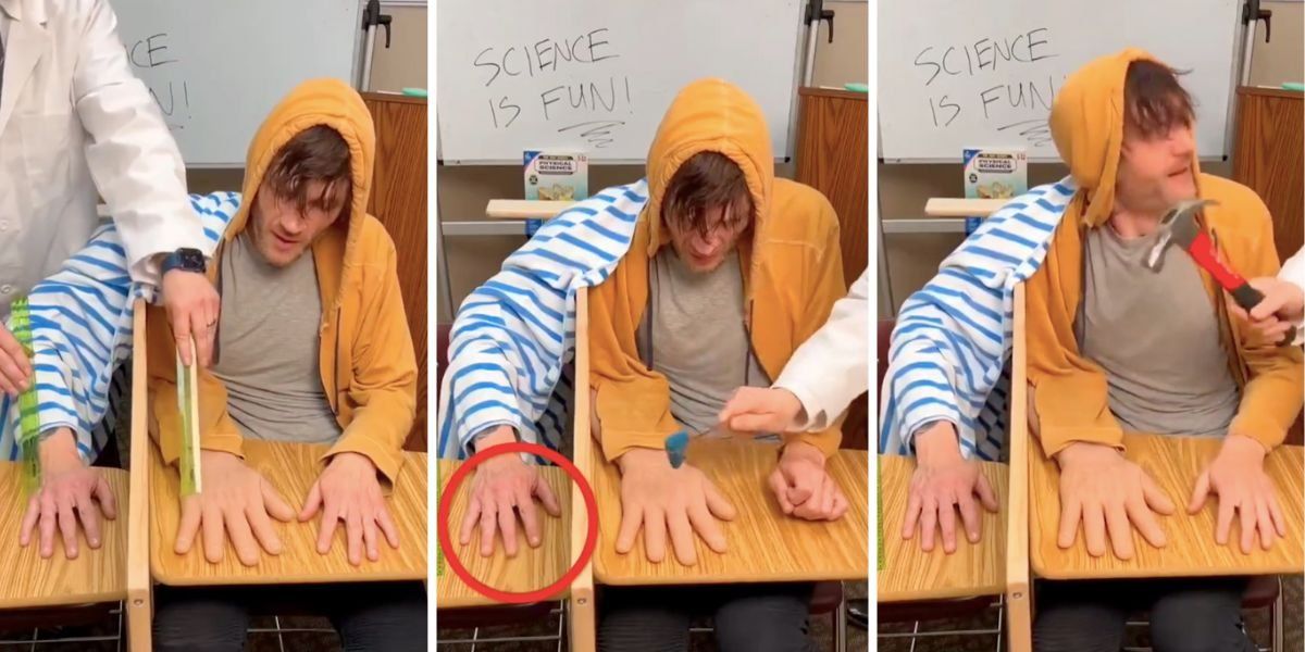 Watch the rubber hand illusion trick a guy's brain - Upworthy