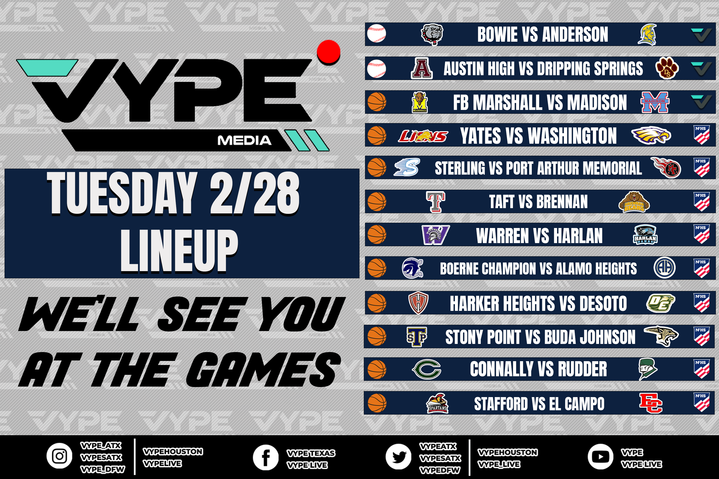 VYPE Live Lineup - Tuesday 2/28/23