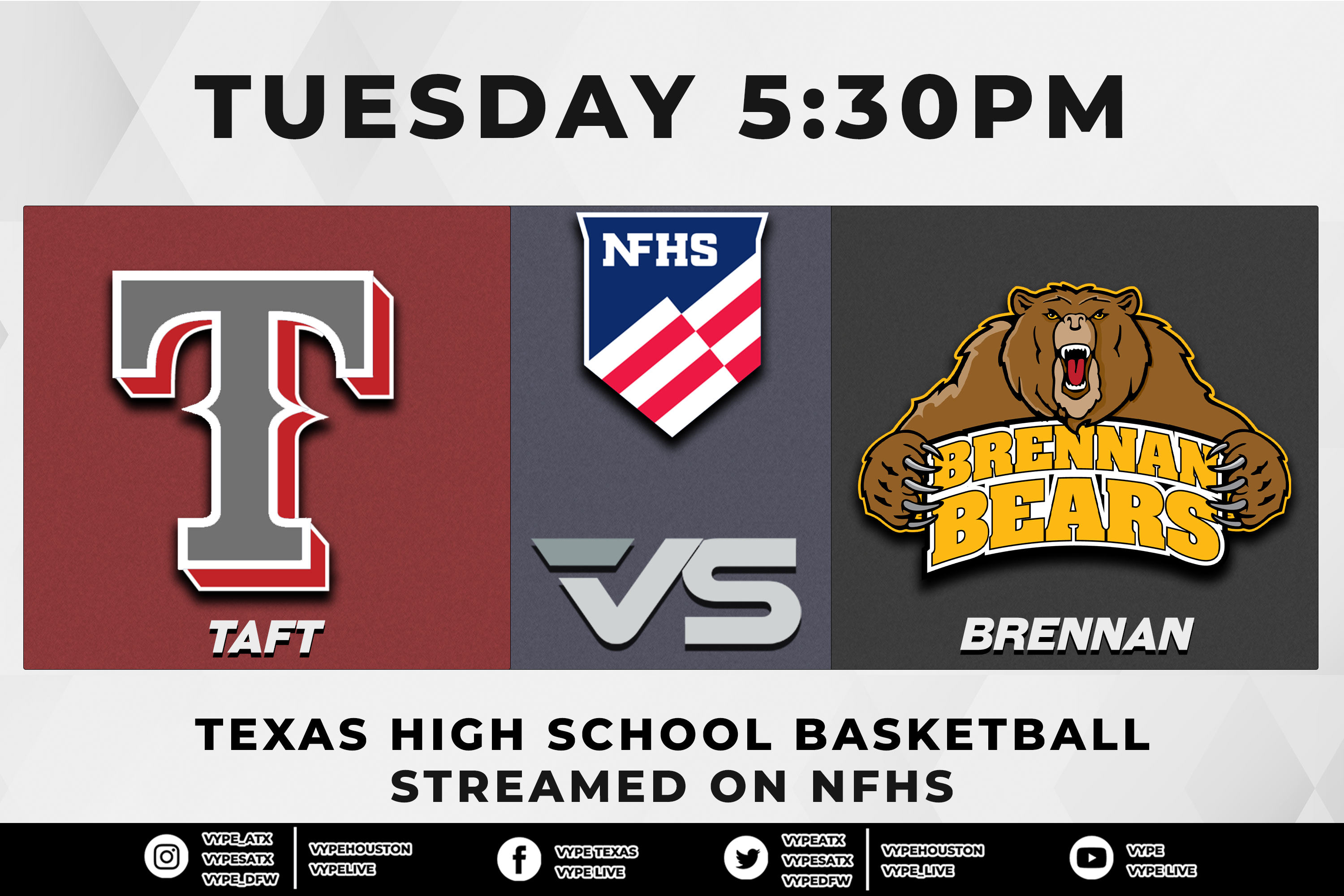 5:30PM - NFHS | 6A Boys Basketball, Reg. IV Quarterfinal: Taft vs. Brennan