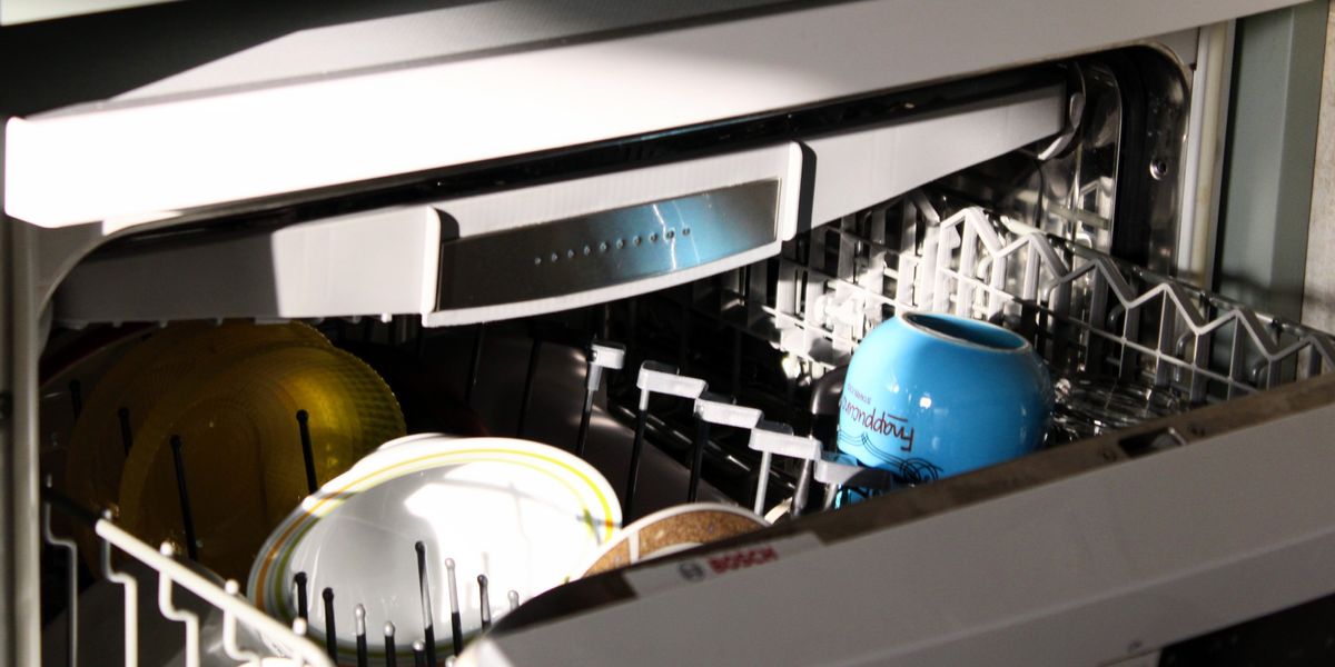 Items loaded in top rack of dishwasher