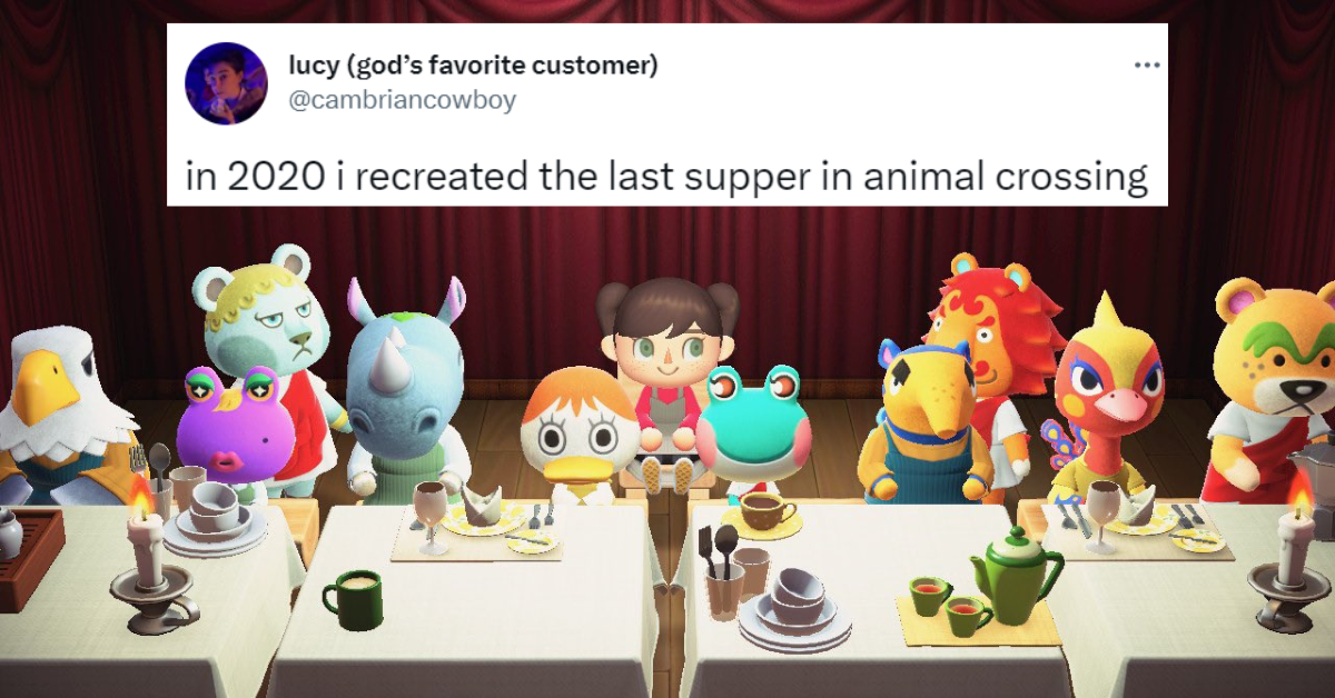 Recreation of "The Last Supper" in "Animal Crossing"