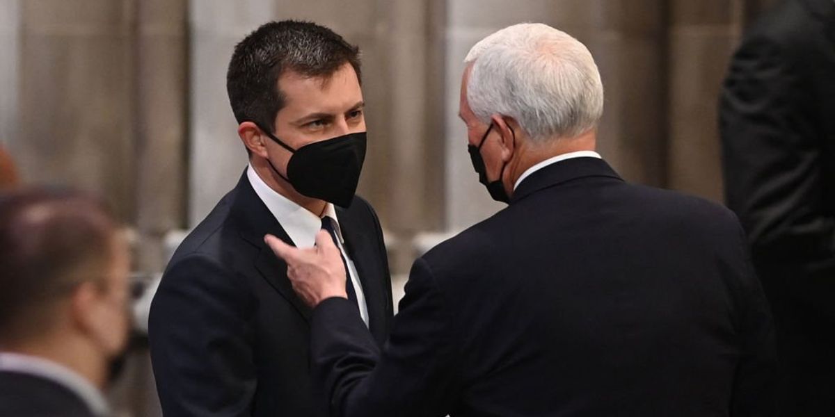 NextImg:'Offensive and inappropriate': Karine Jean-Pierre says Mike Pence must apologize for 'homophobic joke' about Pete Buttigieg