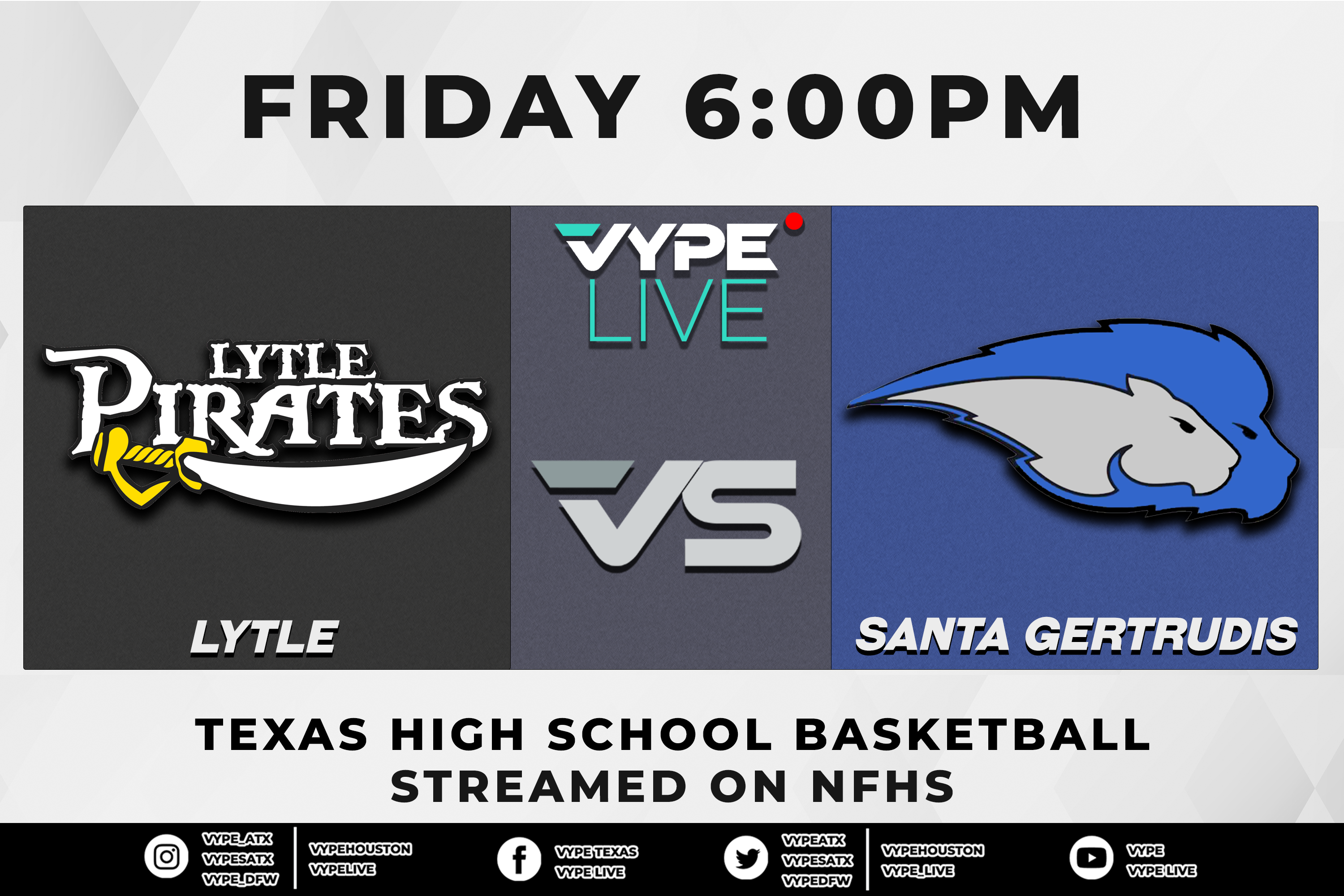6PM - NFHS | 3A Boys Basketball, Region IV Semifinal: Lytle vs. Santa Gertrudis
