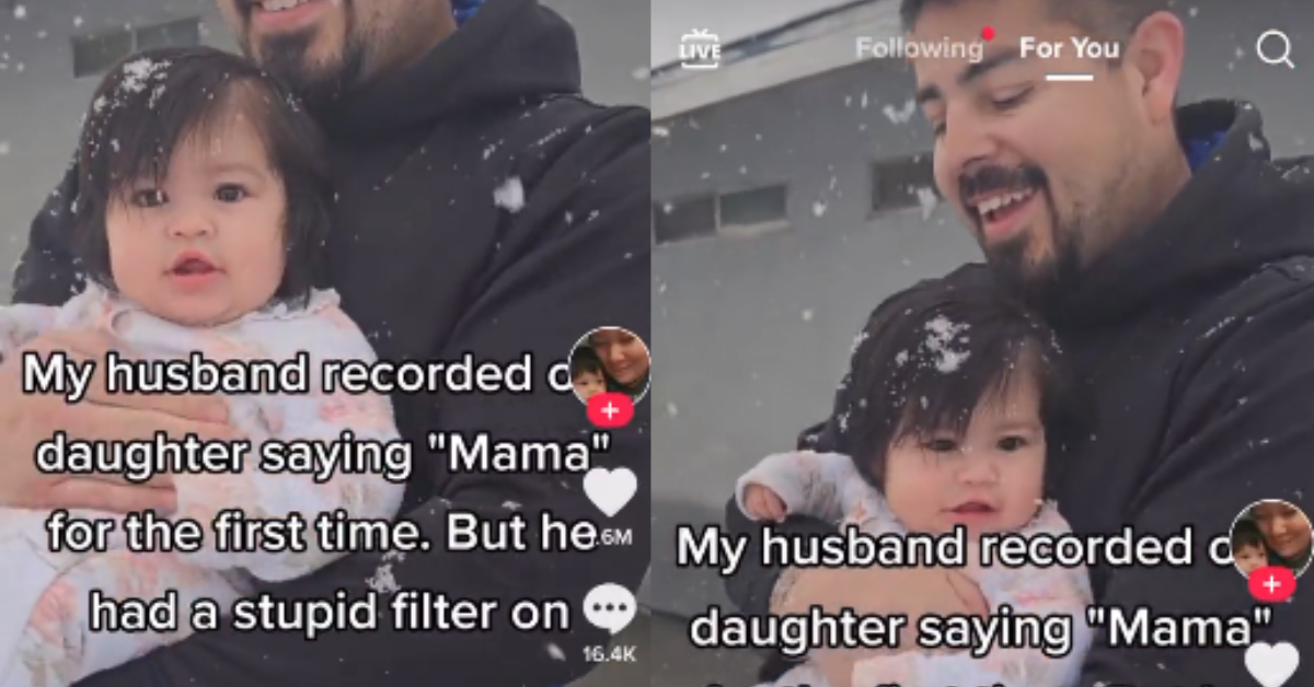 Mom shares how husband ruined baby's first time saying "Mama" by using photo filter