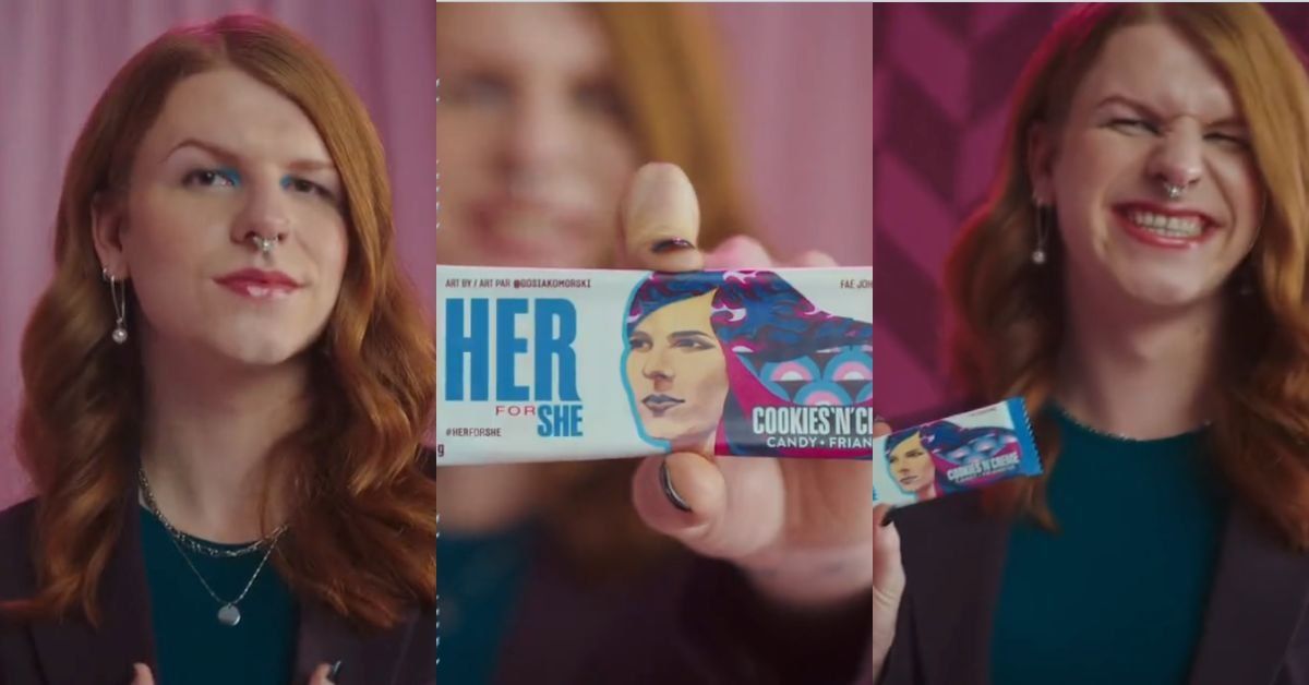 Screenshots of Fae Johnstone featured in Hershey's campaign video