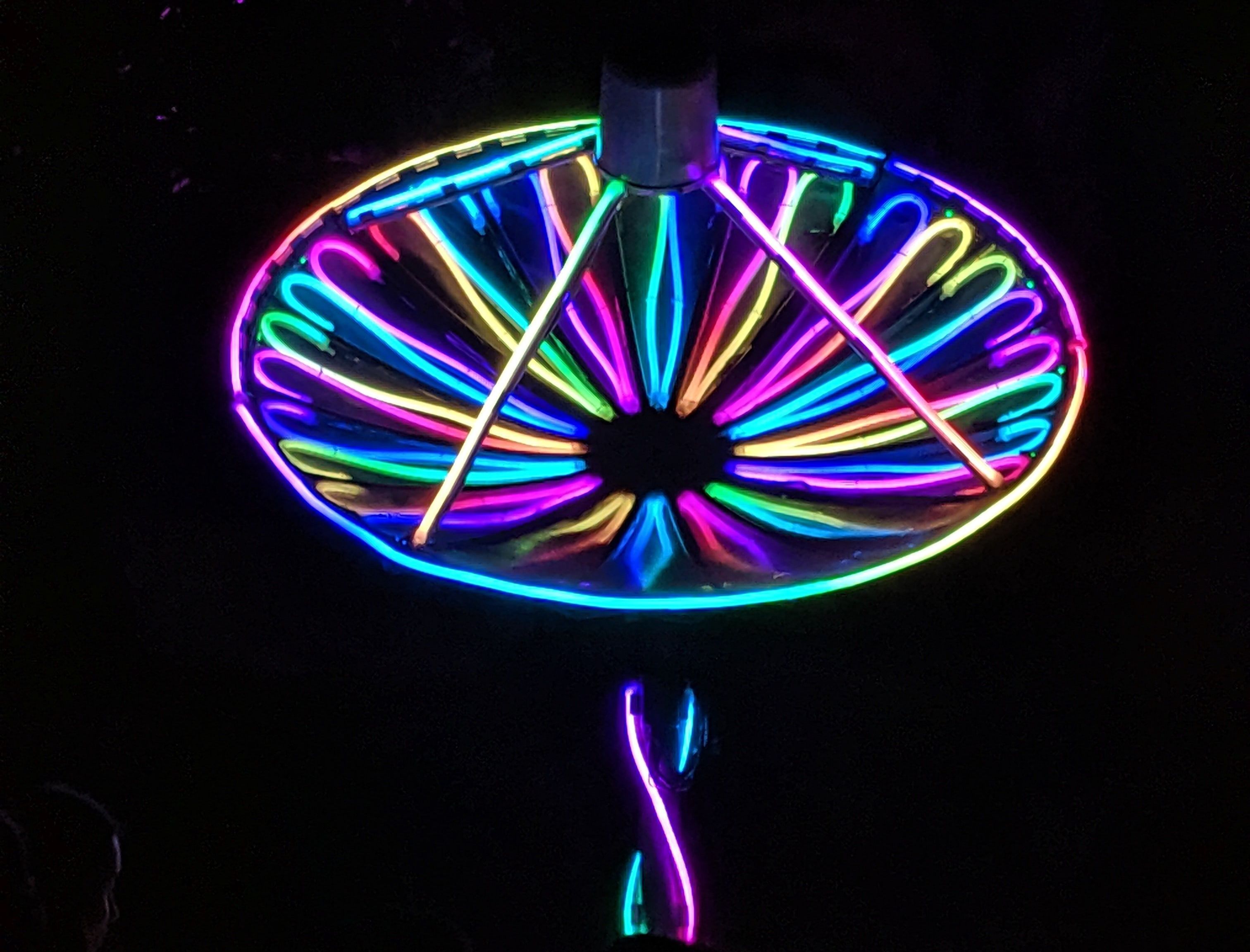A radar lit in rainbow colors