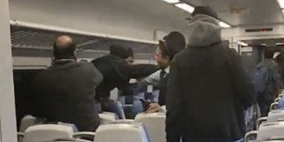 NextImg:17-year-old male accused of using ticketing machine to pummel train conductor's face; 2nd conductor tried to help but got 'thrown around' train'; victims hospitalized
