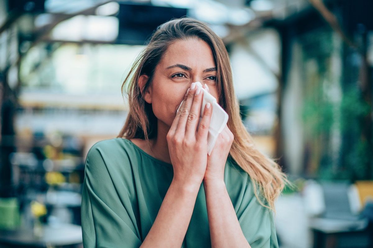 a woman combating hay fever