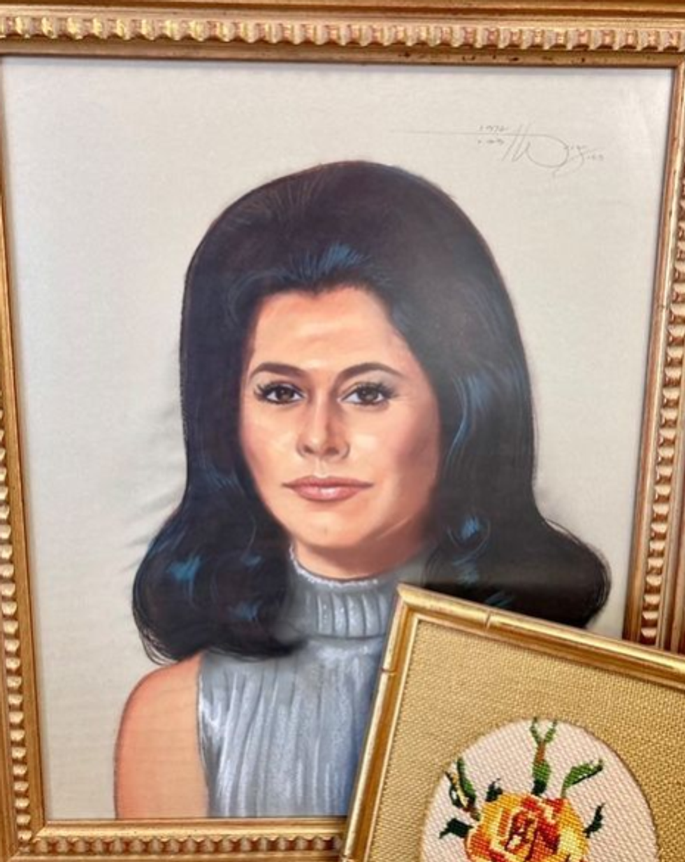 thrift store art, bad art, big hair