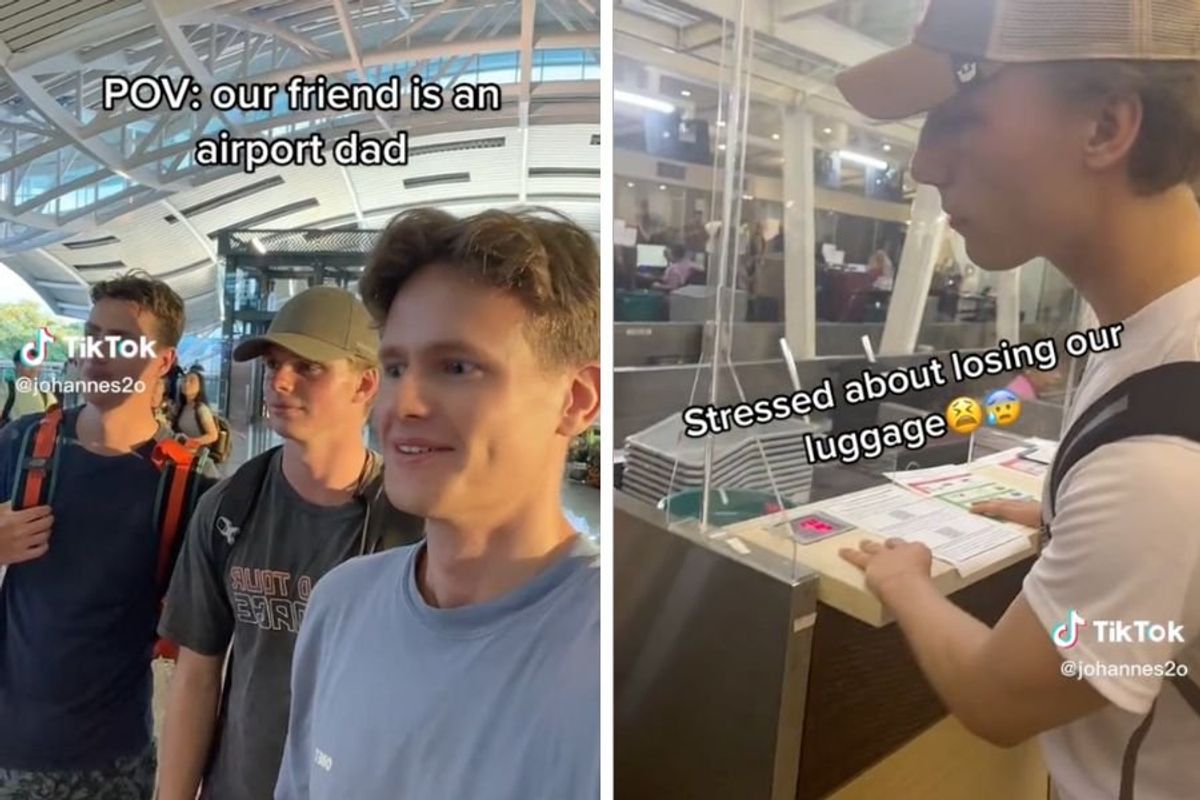 funny tiktok; friends vacation; traveling; friends; airport dad