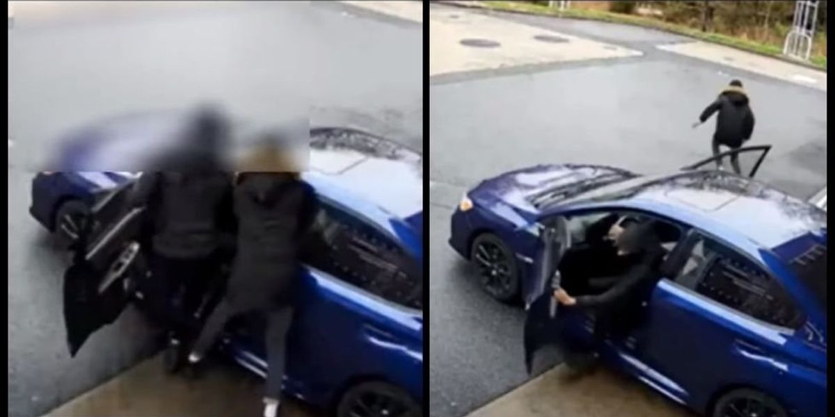 NextImg:Video shows 2 thugs drag a man out of his car and then run off because they couldn't drive a manual transmission