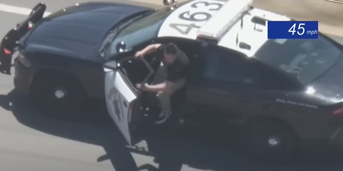 NextImg:Video: California suspect dies after jumping out of stolen police cruiser in the middle of high-speed car chase