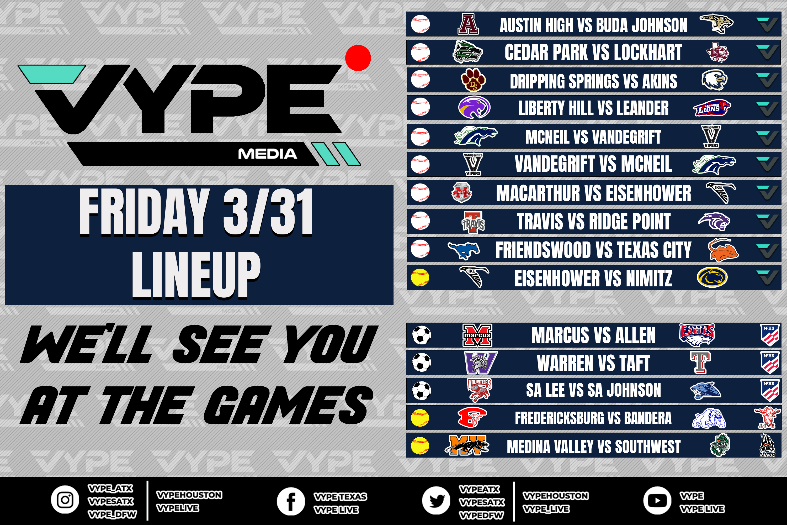 VYPE Live Lineup - Friday 3/31/23