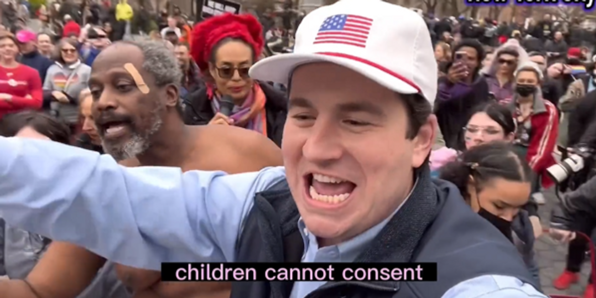 NextImg:Video shows 'transgender mafia' assault Alex Stein, douse him with hot coffee, and spit on him during NYC trans event, but NYPD does nothing
